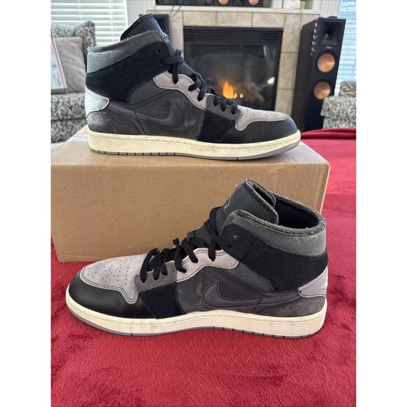 Size 13 Air Jordan 1 Mid SE Craft Black/Cement Grey-LT Graphite No Box main image 6